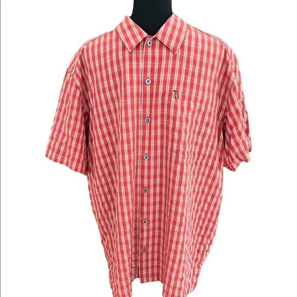 Columbia button down zip pocket plaid shirt, size L. - Picture 1 of 7